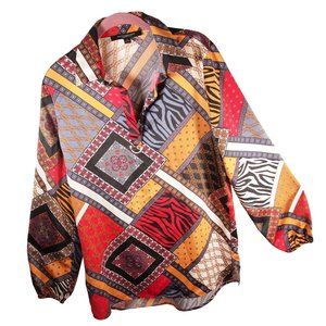 Marc New York Multi-Patterned Silky Tunic Sz Med
